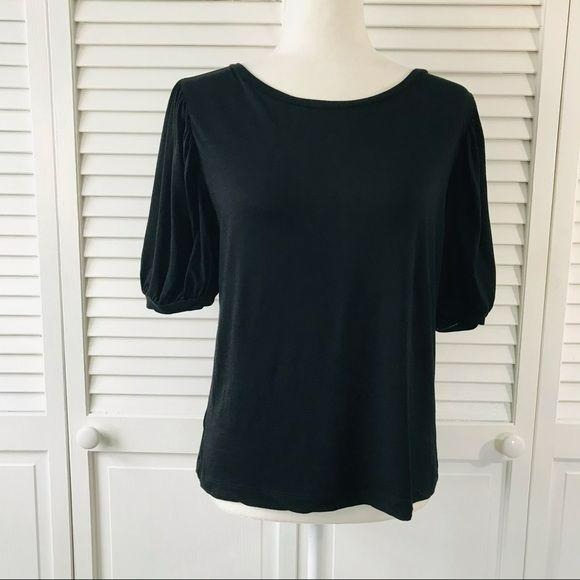 LOFT Black Scoop Neck Short Sleeve Shirt