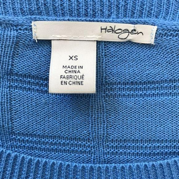 HALOGEN Blue Cotton Blend Sweater Size XS