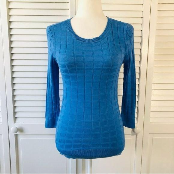 HALOGEN Blue Cotton Blend Sweater Size XS