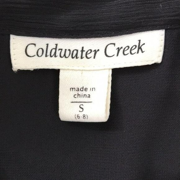 COLDWATER CREEK Black Button Down Blouse Size S