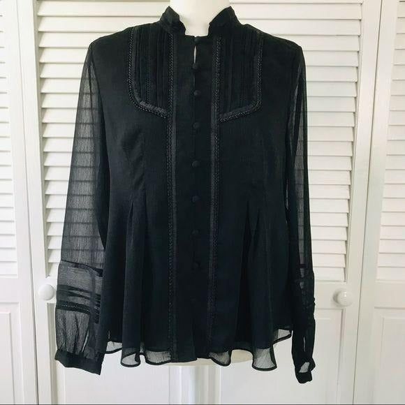 COLDWATER CREEK Black Button Down Blouse Size S