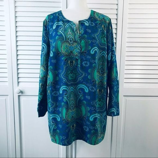 ROAMAN’S Blue Green V-Neck Long Sleeve Blouse Size 20W