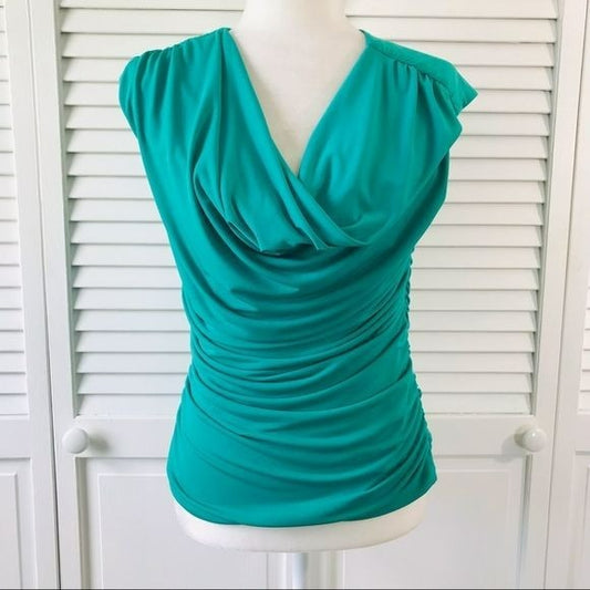 LOVE HAIGHT Green Ruched Sleeveless Blouse Size M