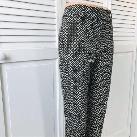 LOFT Marisa Skinny Black Geometric Pattern Pant Size 6P