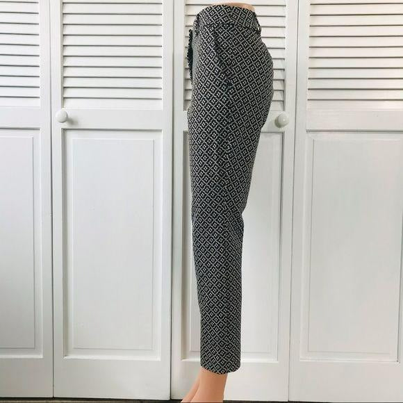 LOFT Marisa Skinny Black Geometric Pattern Pant Size 6P