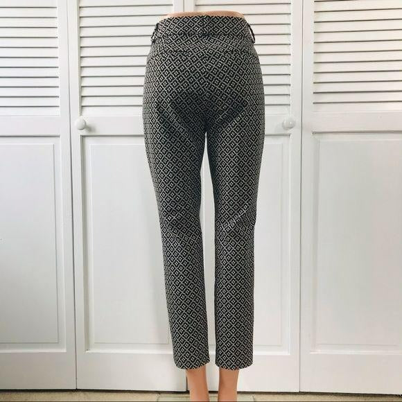 LOFT Marisa Skinny Black Geometric Pattern Pant Size 6P