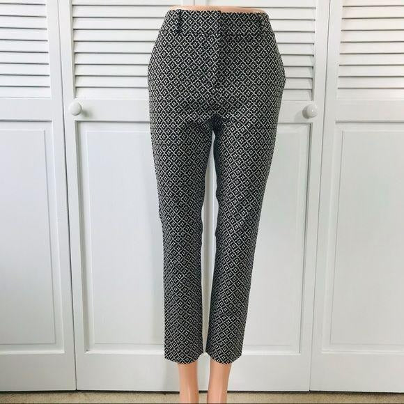 LOFT Marisa Skinny Black Geometric Pattern Pant Size 6P