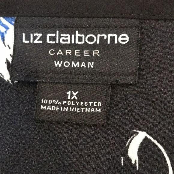 LIZ CLAIBORNE Black Floral Blouse Size 1X