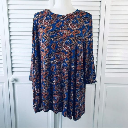 JESSICA LONDON Royal Blue Paisley Shirt Size 18/20