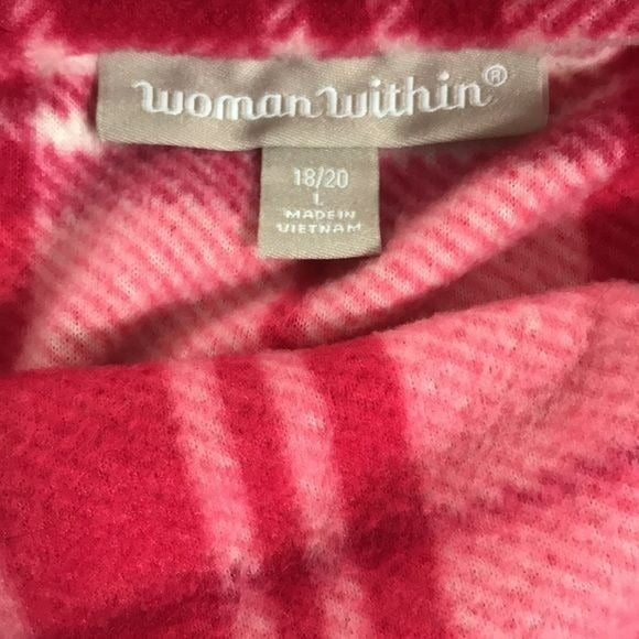 WOMAN WITHIN Pink White Fleece Sweater Size L