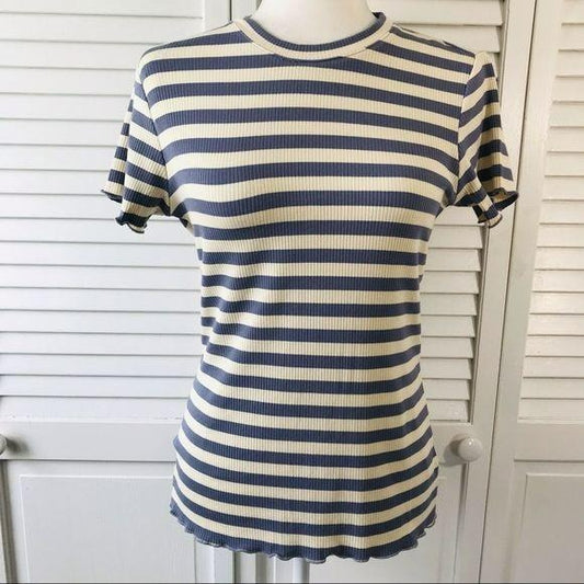 CATHERINE MALANDRINO Striped Short Sleeve Sweater Size S (New with tags)