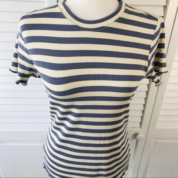 *NEW* CATHERINE MALANDRINO Striped Short Sleeve Sweater