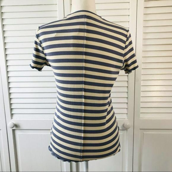 *NEW* CATHERINE MALANDRINO Striped Short Sleeve Sweater