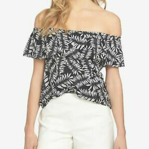 1. STATE Black White Off Shoulder Top