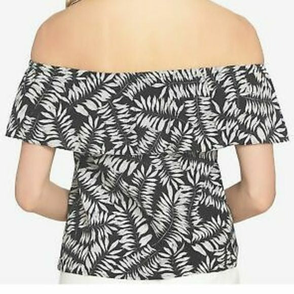 1. STATE Black White Off Shoulder Top