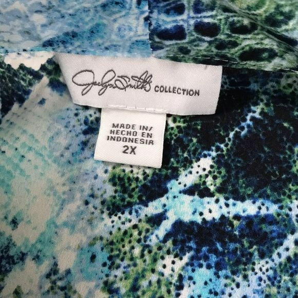 JACLYN SMITH Collection Blue V-Neck Sleeveless Blouse Size 2X