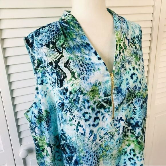 JACLYN SMITH Collection Blue V-Neck Sleeveless Blouse Size 2X