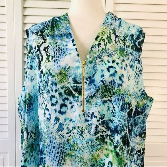 JACLYN SMITH Collection Blue V-Neck Sleeveless Blouse Size 2X