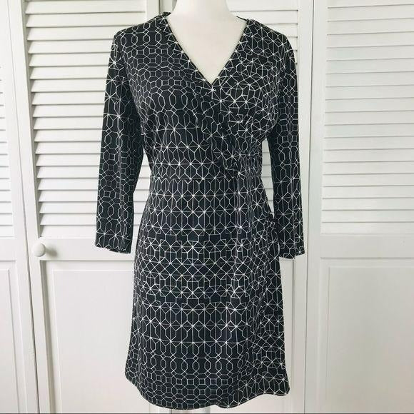 THE LIMITED Black White V-Neck Dress