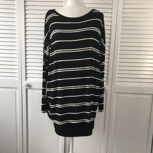 *NEW* BAILEY 44 Black White Layered Records Dress Size L