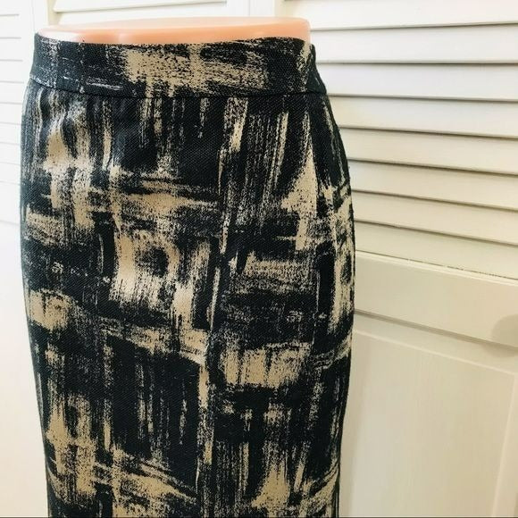 TALBOTS Black & Beige Pencil Skirt Size 10