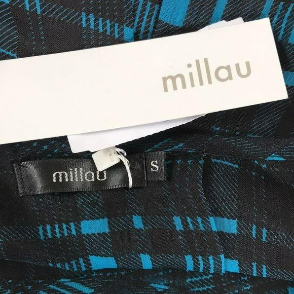 *NEW* MILLAU Black Blue Plaid Oversized Crop Top Size S