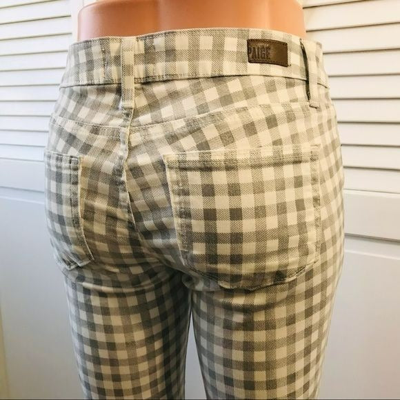 PAIGE Gray White Verdugo Ankle Petite Gingham Plaid Pants Size 27