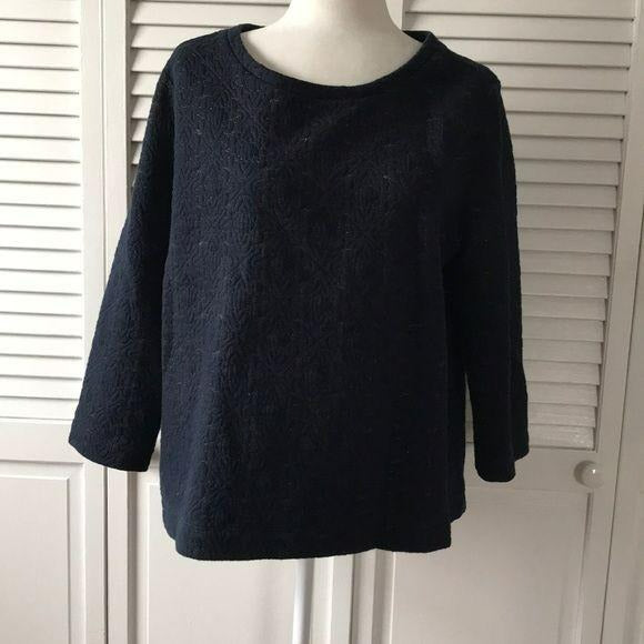 LOFT Gold & Blue Cotton Blend Sweater Size L