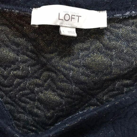 LOFT Gold & Blue Cotton Blend Sweater Size L