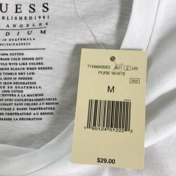 GUESS Pure White Short Sleeve Shirt Size M (New with tags)