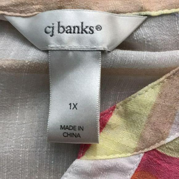CJ BANKS White Sheer V-Neck Long Sleeve Blouse Size 1X