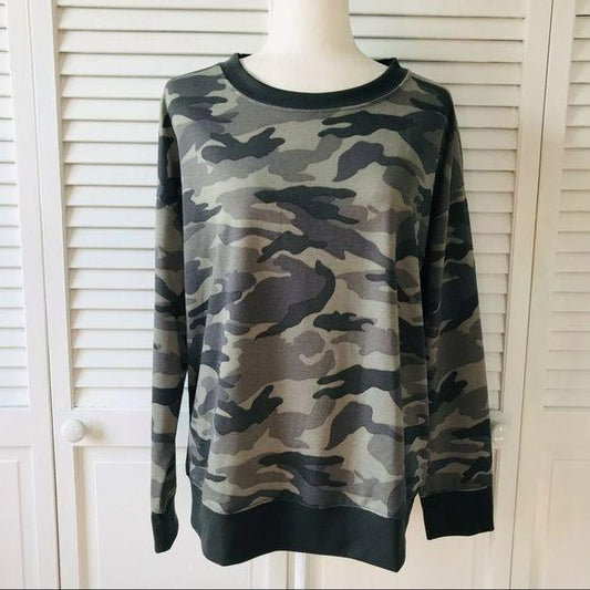 SPLENDID Green Gray Camouflage Sweater Size L (New with tags)