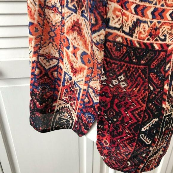 SANCTUARY Boho Geometric Print Long Sleeve Blouse Size S