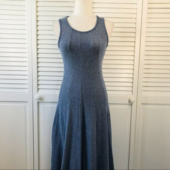 PUELLA By Anthropologie Blue Knit Hi-Low Maxi Tank Dress Size M
