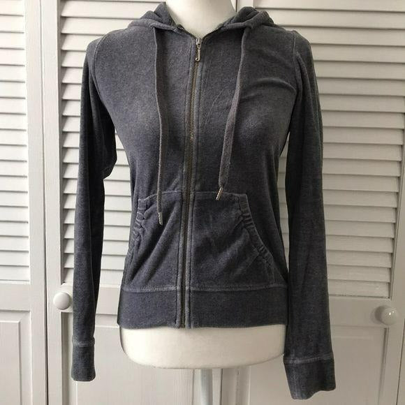 JUICY COUTURE Charcoal Velour Tracksuit Hoodie Size S