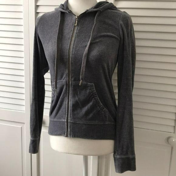 JUICY COUTURE Charcoal Velour Tracksuit Hoodie Size S