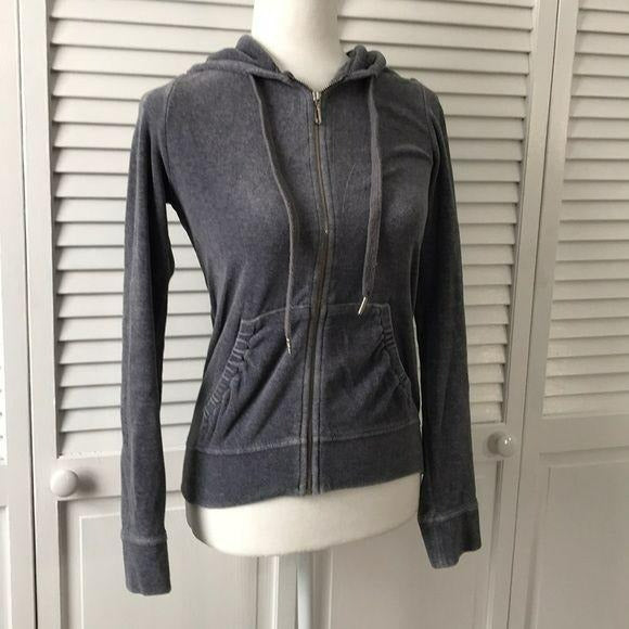 JUICY COUTURE Charcoal Velour Tracksuit Hoodie Size S