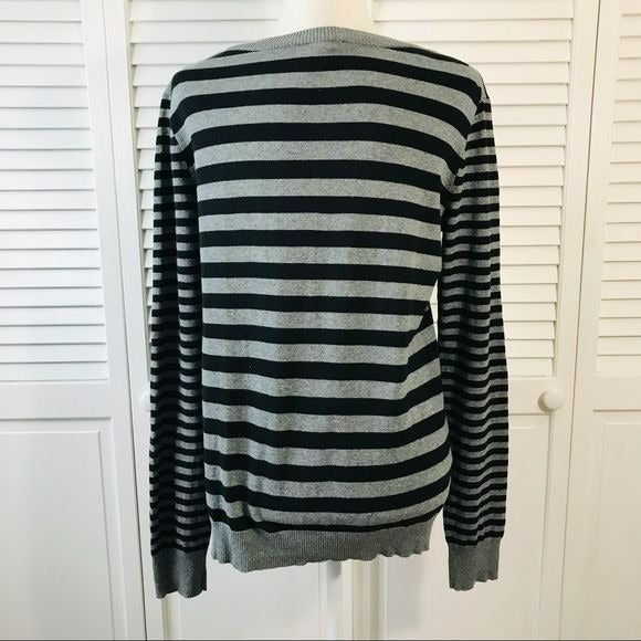 EXPRESS Black Gray Striped Sweater Size L