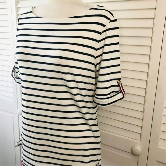 TOMMY HILFIGER Black & White Striped Petite Top Size S (New with tags)