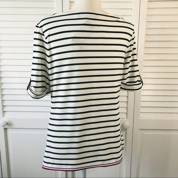 TOMMY HILFIGER Black & White Striped Petite Top Size S (New with tags)