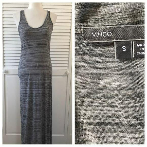 VINCE Black Gray Maxi Dress