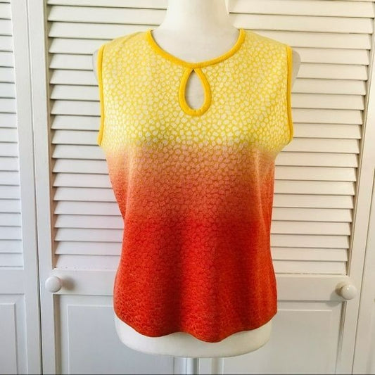 SOCA ST. JOHN Yellow And Orange Ombré Animal Print Sleeveless Sweater Size S