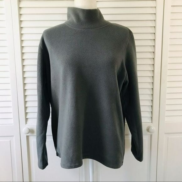 LANDS’ END Gray Fleece Long Sleeve Sweater Size L