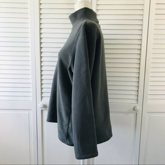 LANDS’ END Gray Fleece Long Sleeve Sweater Size L