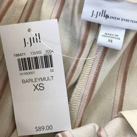 J. JILL Striped Linen Stretch Crop Pant Size XS (New with tags)