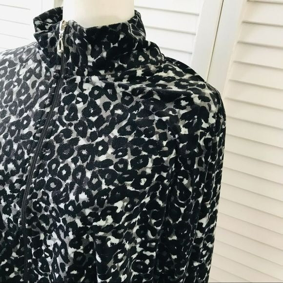 GEORGE Plus Black Gray Cheetah Print Zip Up Jacket Size 2X