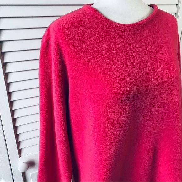 LANDS’ END Pink Fleece Scoop Neck Sweater Size L