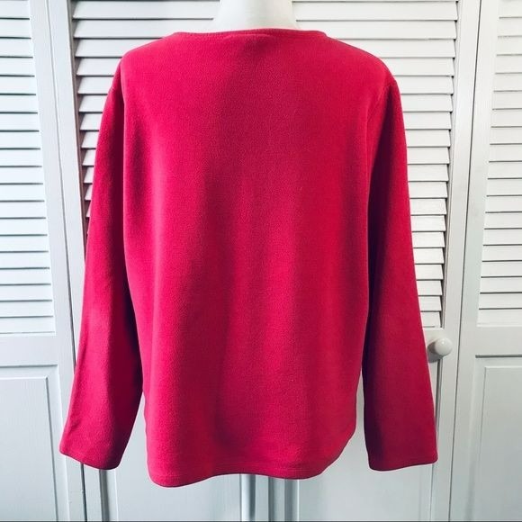 LANDS’ END Pink Fleece Scoop Neck Sweater Size L