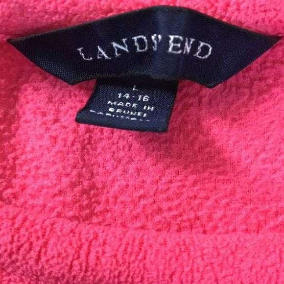 LANDS’ END Pink Fleece Scoop Neck Sweater Size L