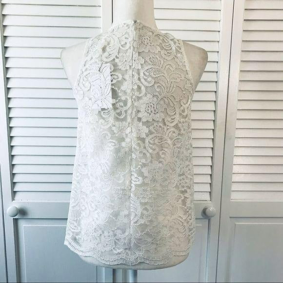 ENDLESS ROSE White Lace Sheer Sleeveless Top Size S